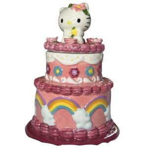 Hello Kitty Birthday Cake Cookie Jar Blue Sky Clayworks  9" NEW Sanrio